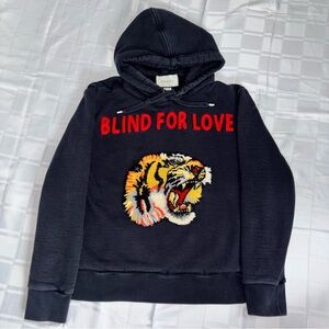 Authentic Gucci Blind For Love Black Embroidered Tiger Hoodie 🐅 Size Medium